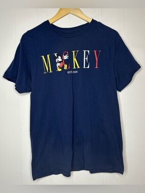 Unisex DIsney Mickey Mouse Cotton Navy T-Shirt Size LG